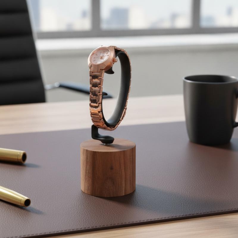 Jewelry And Watches Inc - 1個入り木製C型腕時計ホルダー ジュエリーオーガナイザー ディスプレイスタンド ブレスレット、指輪、イヤリング、腕時計の展示用 無垢材製腕時計スタンド