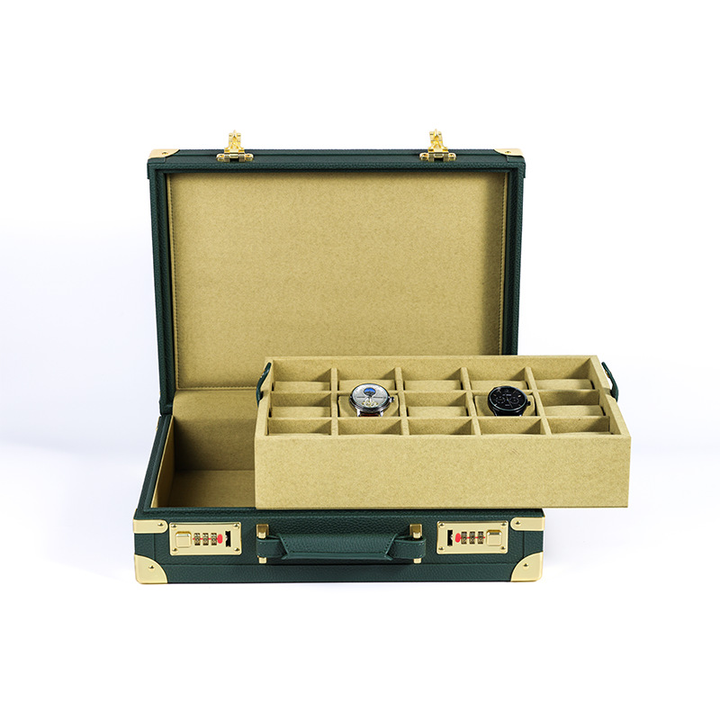 OEM ODM 高級15スロットグリーンPUレザー腕時計ディ - Watch Display Box のレビューと価格